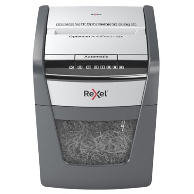 Niszczarka REXEL Optimum AutoFeed+ 50X 2020050XEU 20 L, P-4, Konfetti, Automatyczny Start/Stop, Funkcja cofania