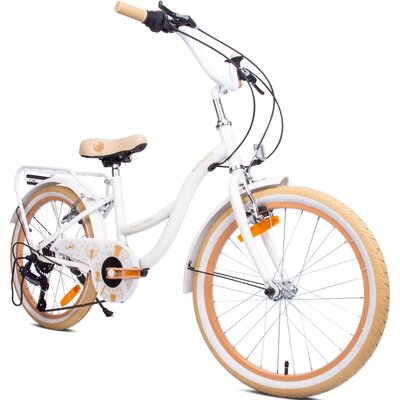 Rower dziecięcy SUN BABY Flower Bike 20 cali dla dziewczynki Biało-beżowy