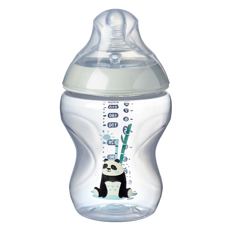 Tommee Tippee Closer To Nature butelka do karmienia ze smoczkiem silikonowym 0m+ Panda, poj. 260 ml, 1 szt.