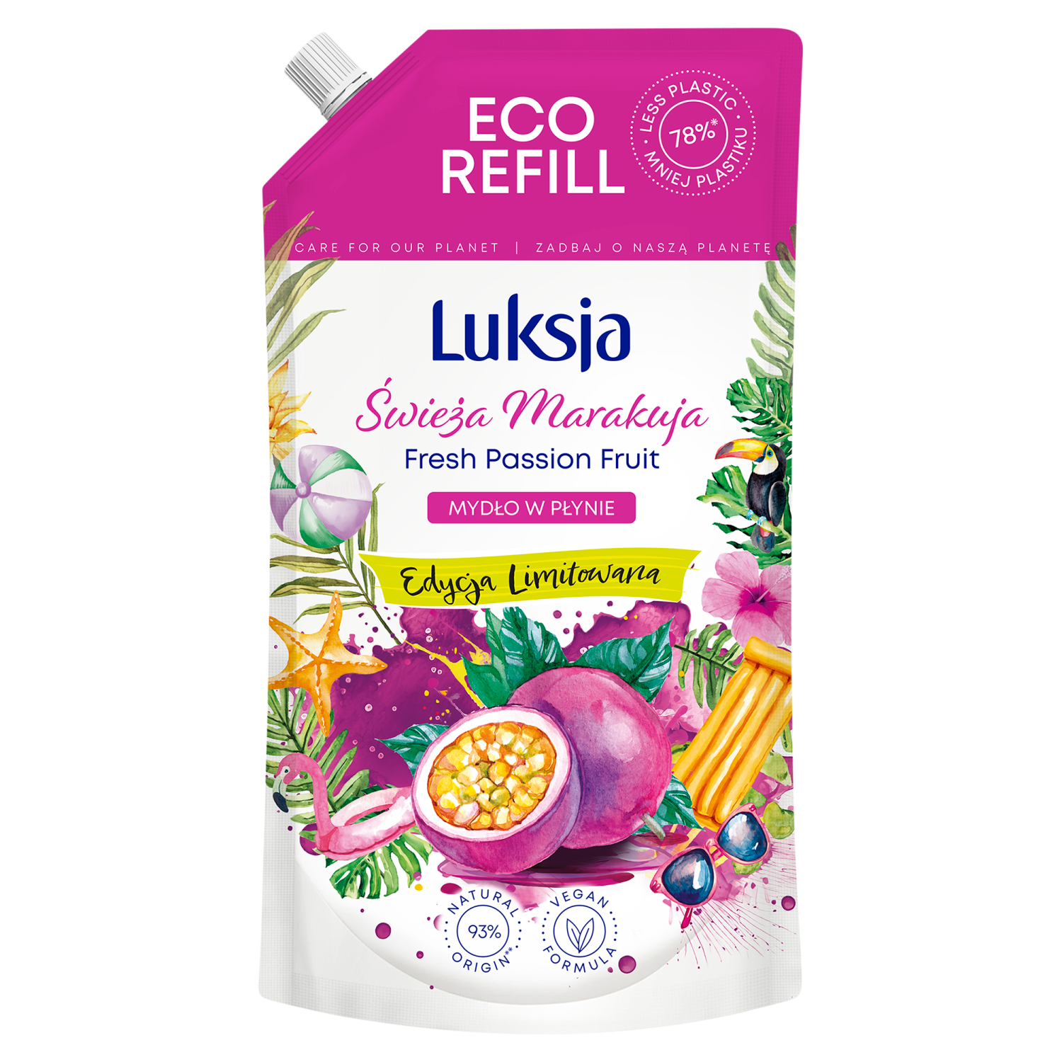 Luksja Świeża Marakuja zapas mydła w płynie, 900 ml