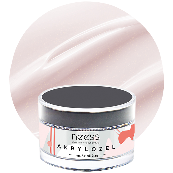 Neess akrylożel budujący i przedłużający płytkę paznokci milky glitter, 15 g