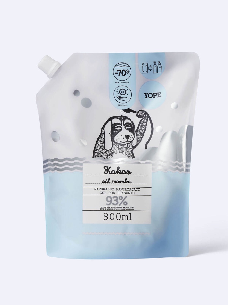 YOPE żel pod prysznic kokos i sól morska, zapas (Refill), 800 ml