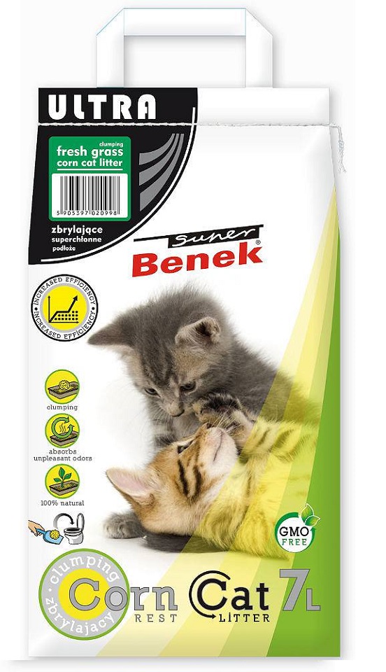 Żwirek dla kota SUPER BENEK Corn Cat Ultra Świeża Trawa 7 L
