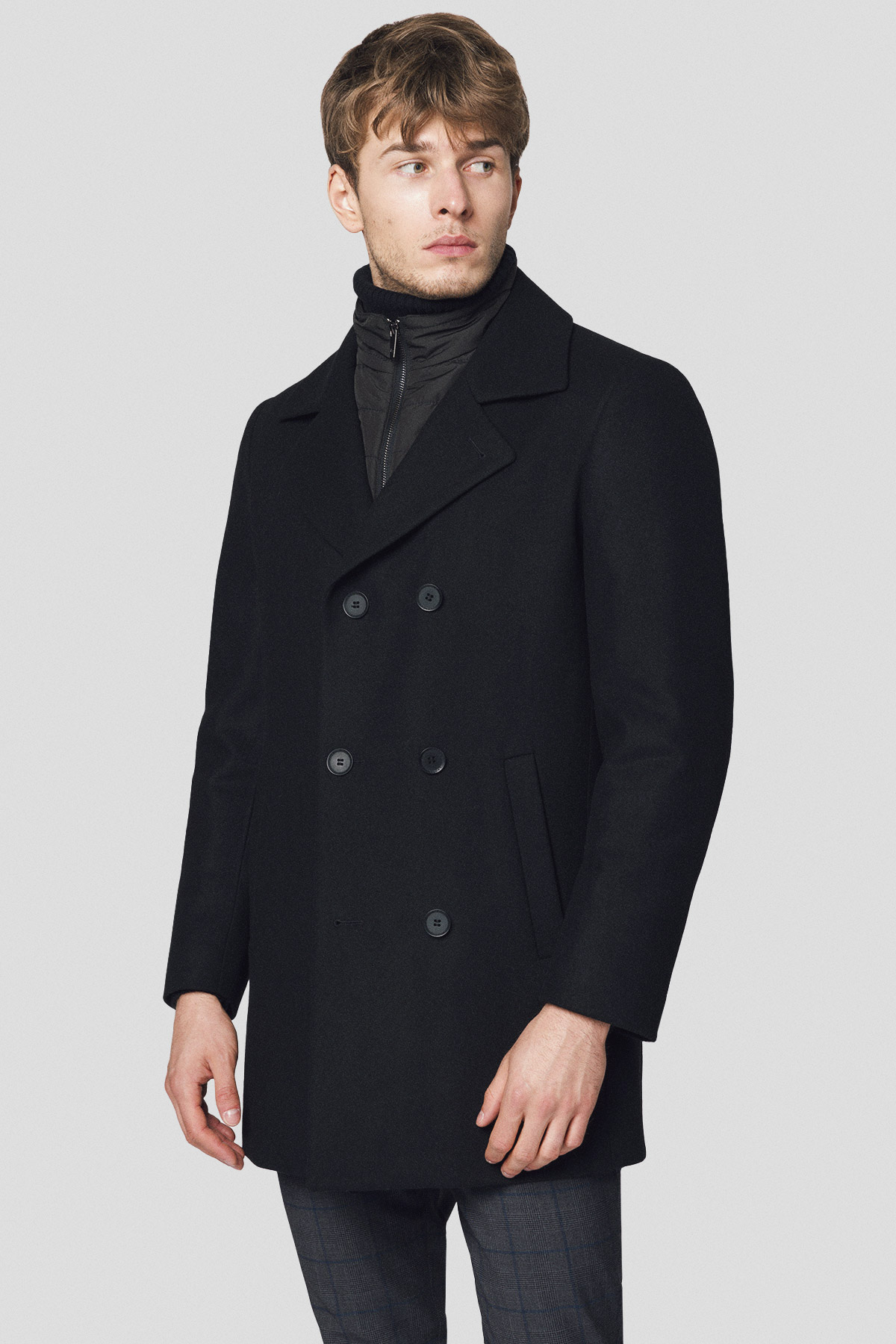 Lancerto Płaszcz Czarny z Wełną Olympia