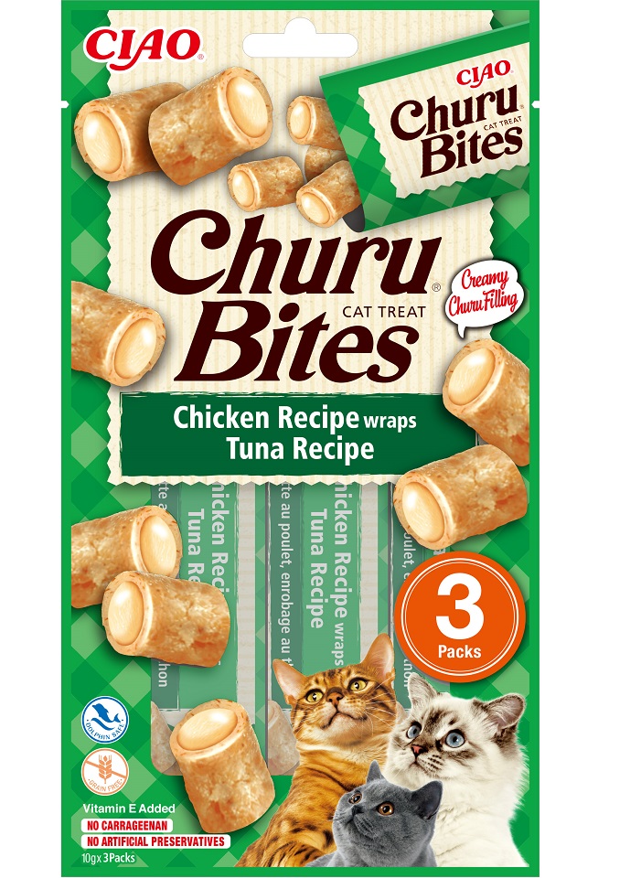 INABA Churu Bites Chicken 3x10g wrapy z kurczakiem i tuńczykiem dla kota