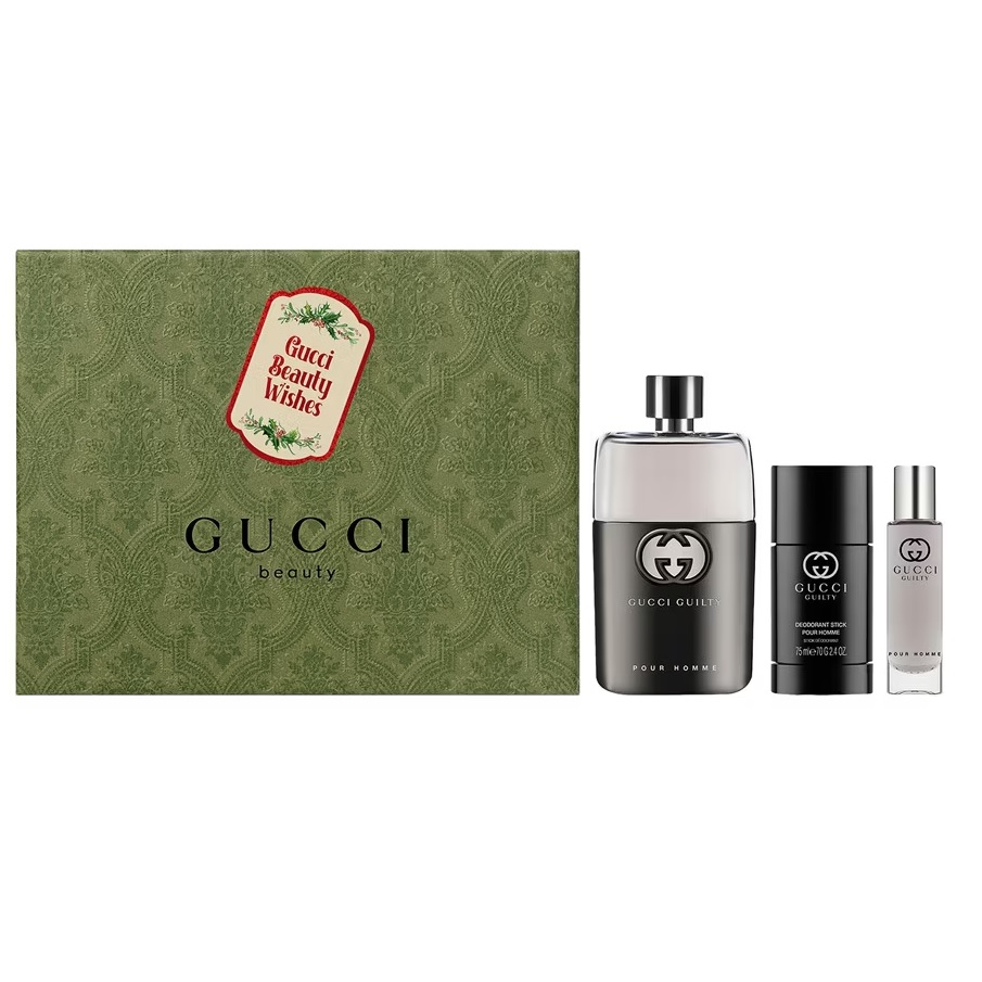 Gucci Guilty Pour Homme zestaw: woda toaletowa męska, 90 ml + dezodorant sztyft, 75 ml + woda toaletowa męska, 15 ml