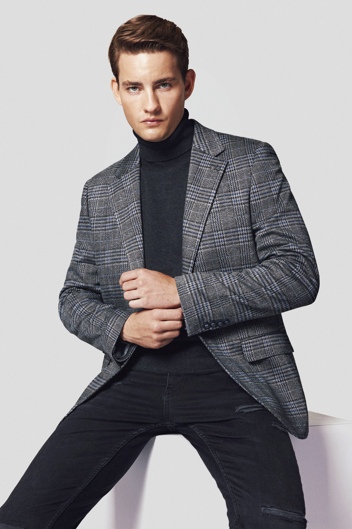 Lancerto Marynarka Szara w Kratę Bridgend