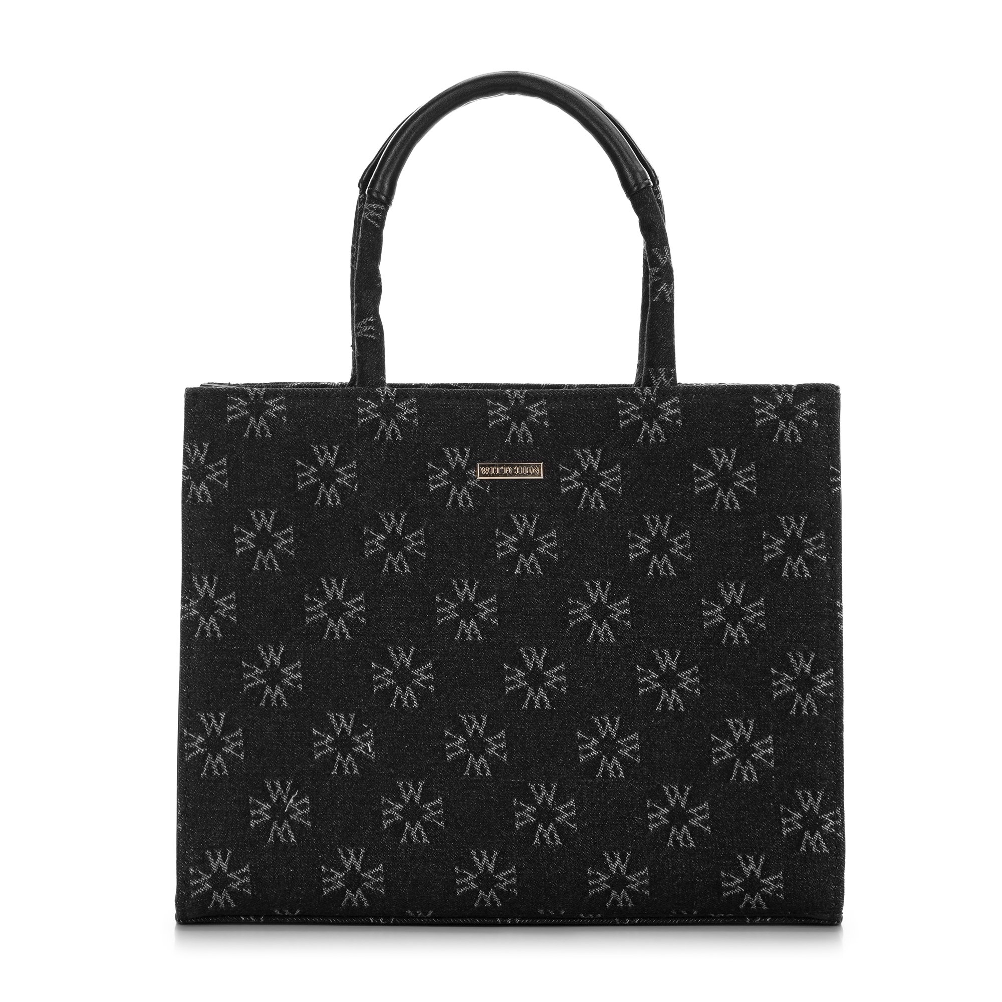 Torebka kuferek dżinsowa w monogram czarna