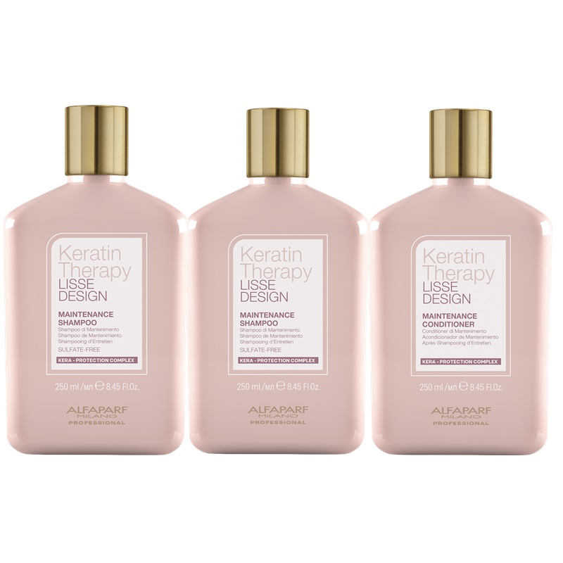 Alfaparf Keratin Therapy Maintenance zestaw wygładzający do włosów: odżywka, 250 ml + szampon, 2x250 ml