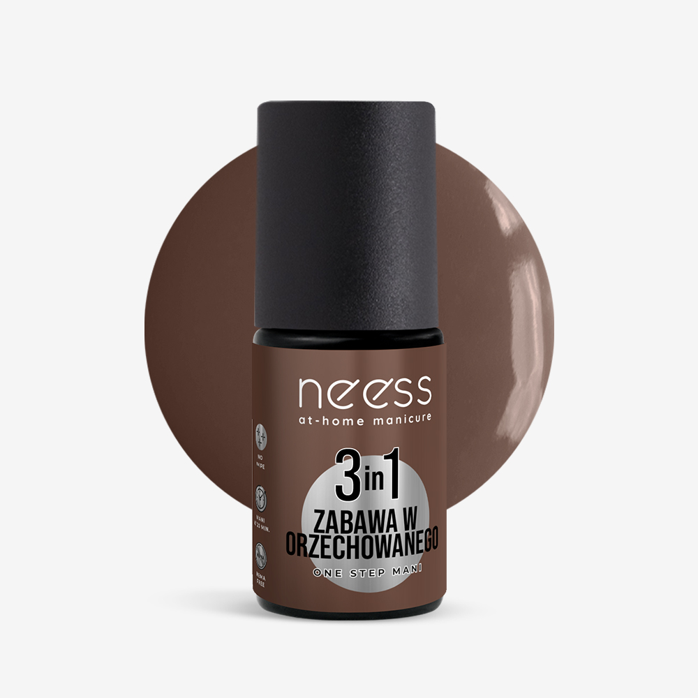 Neess One Step hybrydowa baza, kolor i top 3w1 do paznokci zabawa w orzechowo, 4 ml