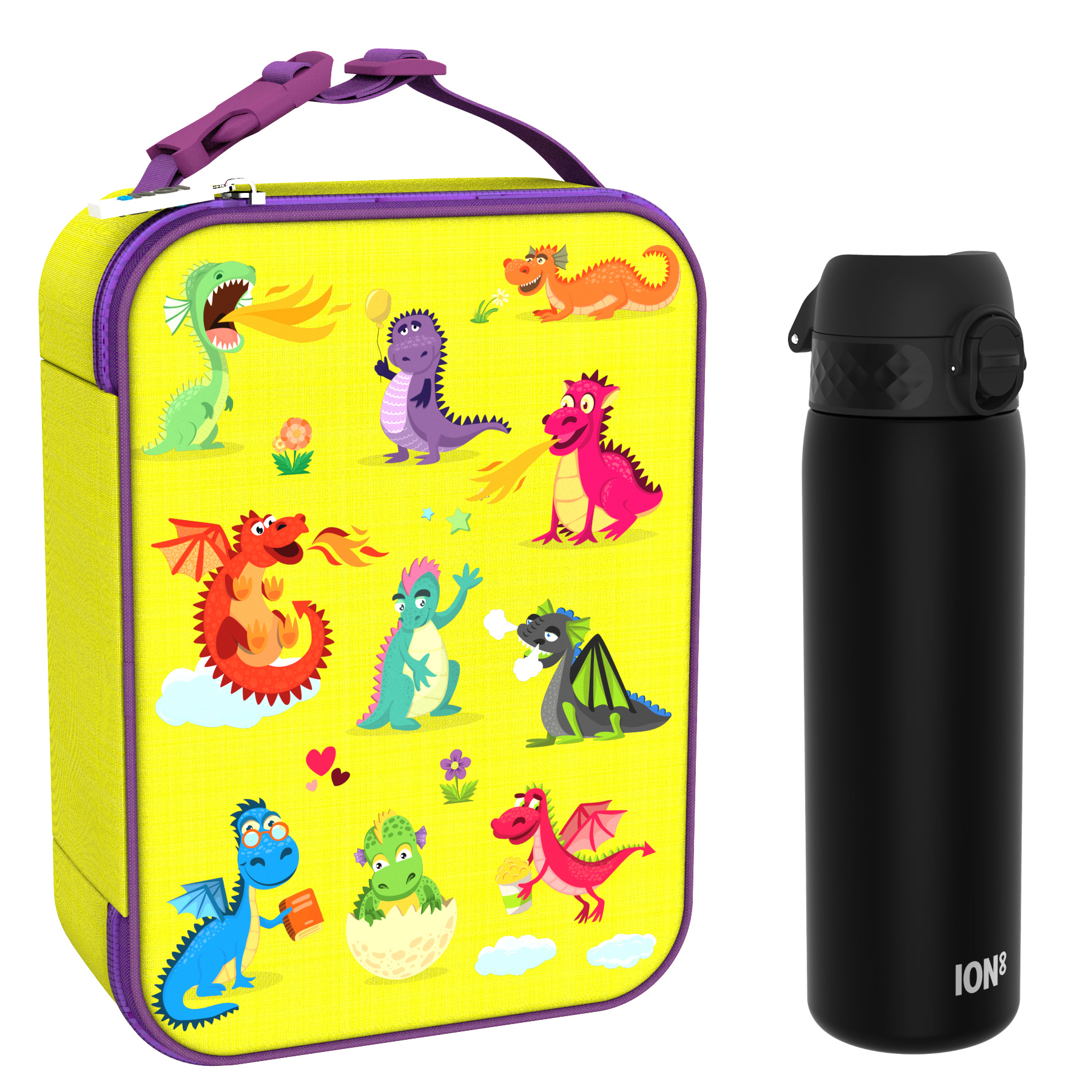 Ion8 zestaw: lunchbag Smoki, 1 szt. + bidon na wodę, poj. 0,6 l, 1 szt.