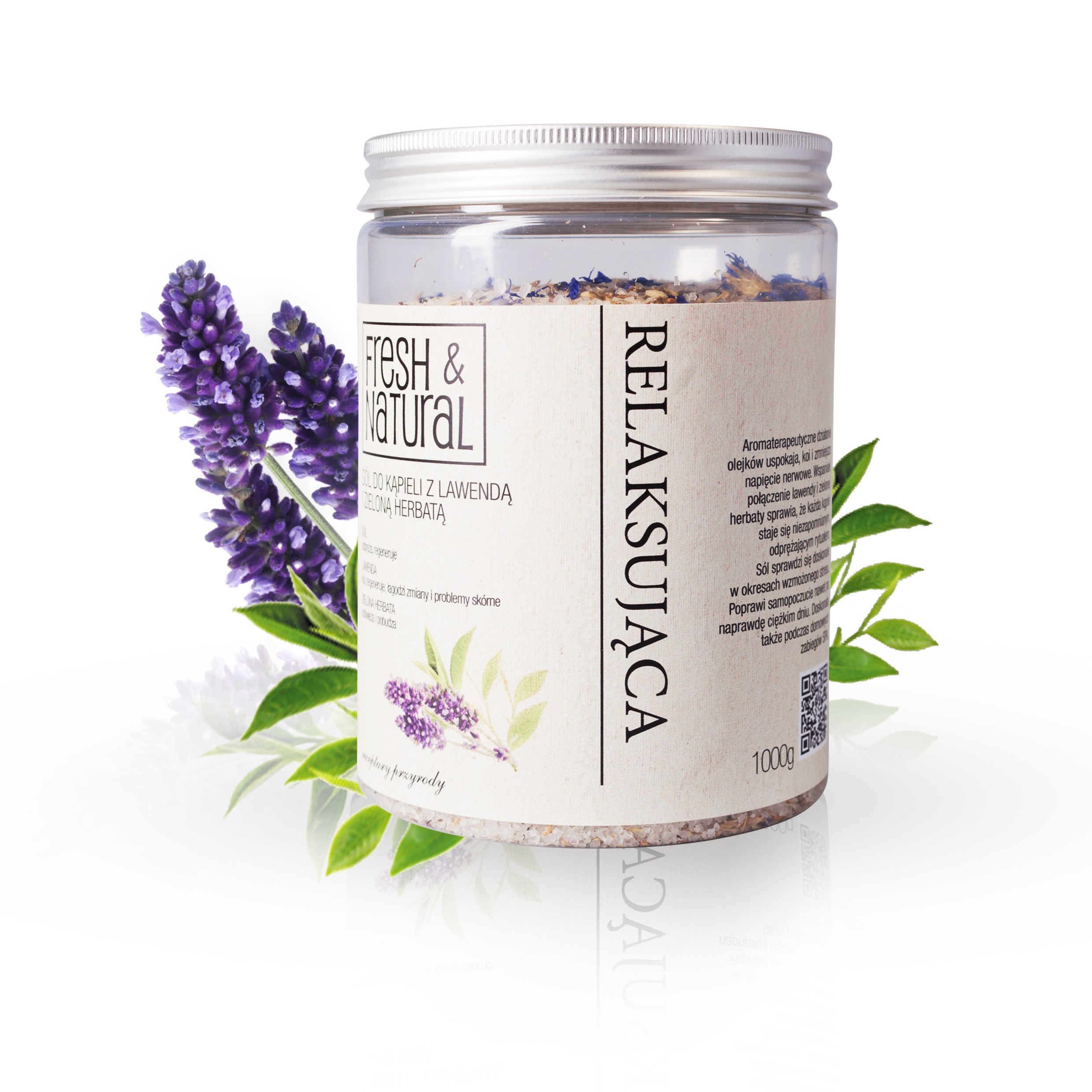 Fresh & Natural sól do kąpieli relaksująca, 1000 g