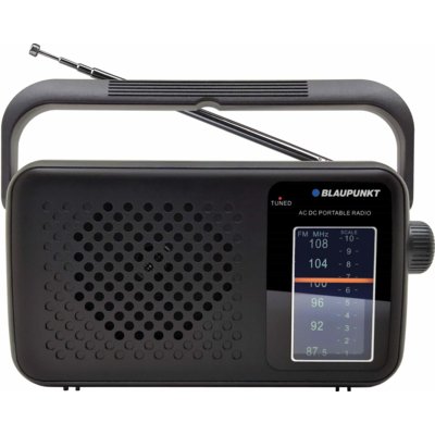 Radio BLAUPUNKT PR8BK Czarne, Przenośne, Analogowe, Tuner FM, Fluorescencyjna Skala Częstotliwości, Zasilanie Bateryjno-Sieciowe