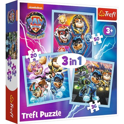 Puzzle TREFL Psi Patrol Moc Mighty Pups 3w1 The Mighty Movie 2023 34869 (106 elementów)