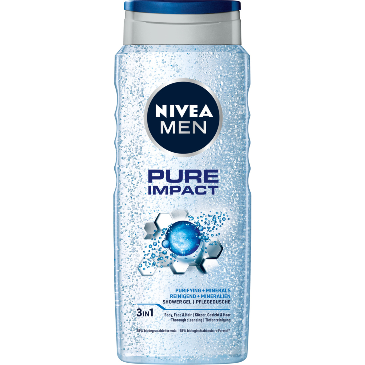 Nivea MEN Pure Impact odświeżający żel pod prysznic męski, 500 ml