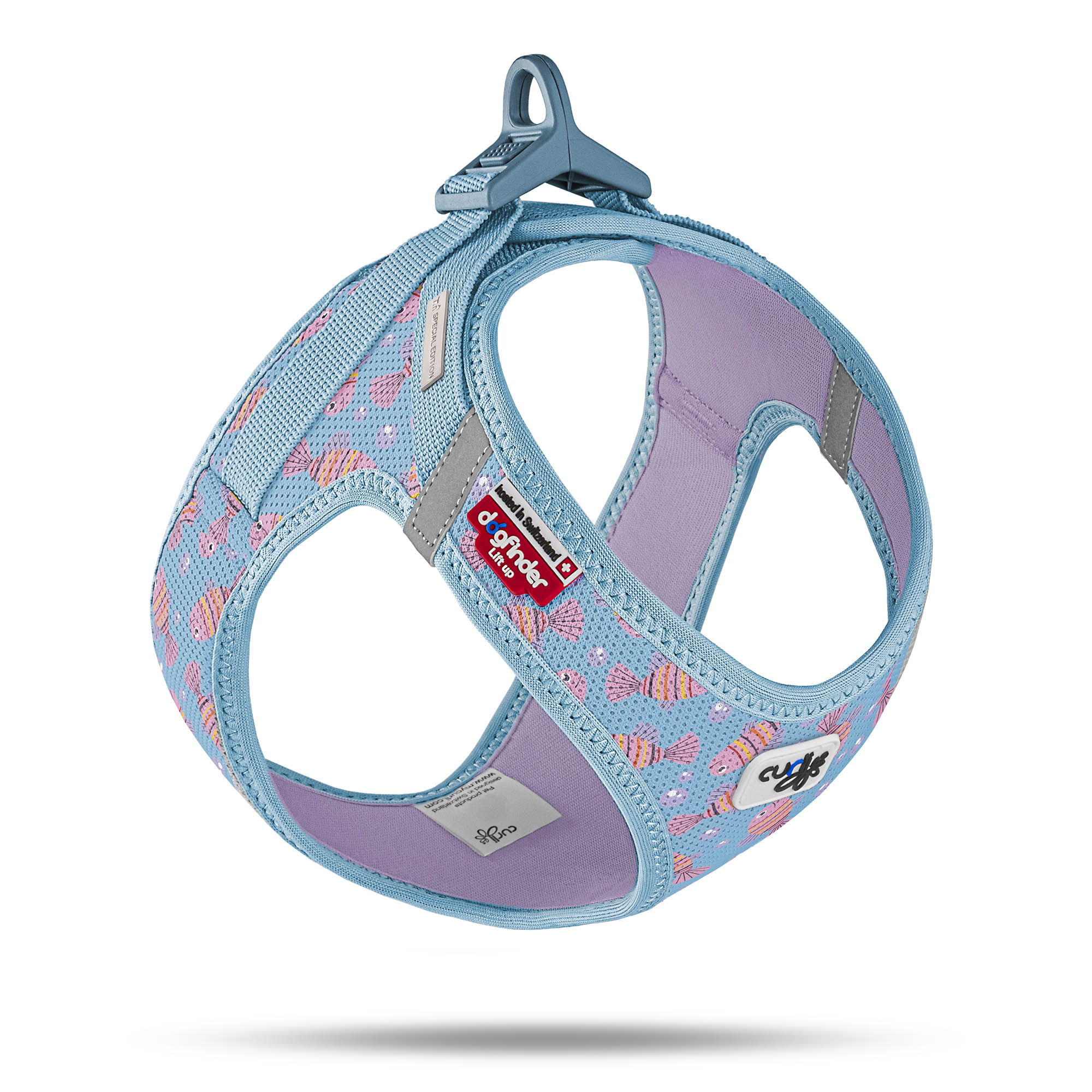 Curli Szelki dla psa Clasp Air Mesh Aqua Fish - letnia edycja