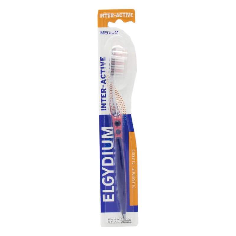 Elgydium Inter-Active, szczoteczka do zębów, medium, 1 sztuka
