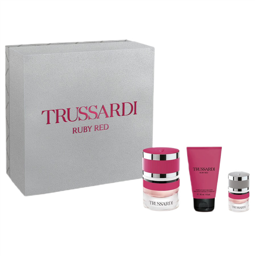 Trussardi Ruby Red zestaw: woda perfumowana damska, 30 ml  + miniatura wody perfumowanej, 7 ml + balsam do ciała, 30 ml