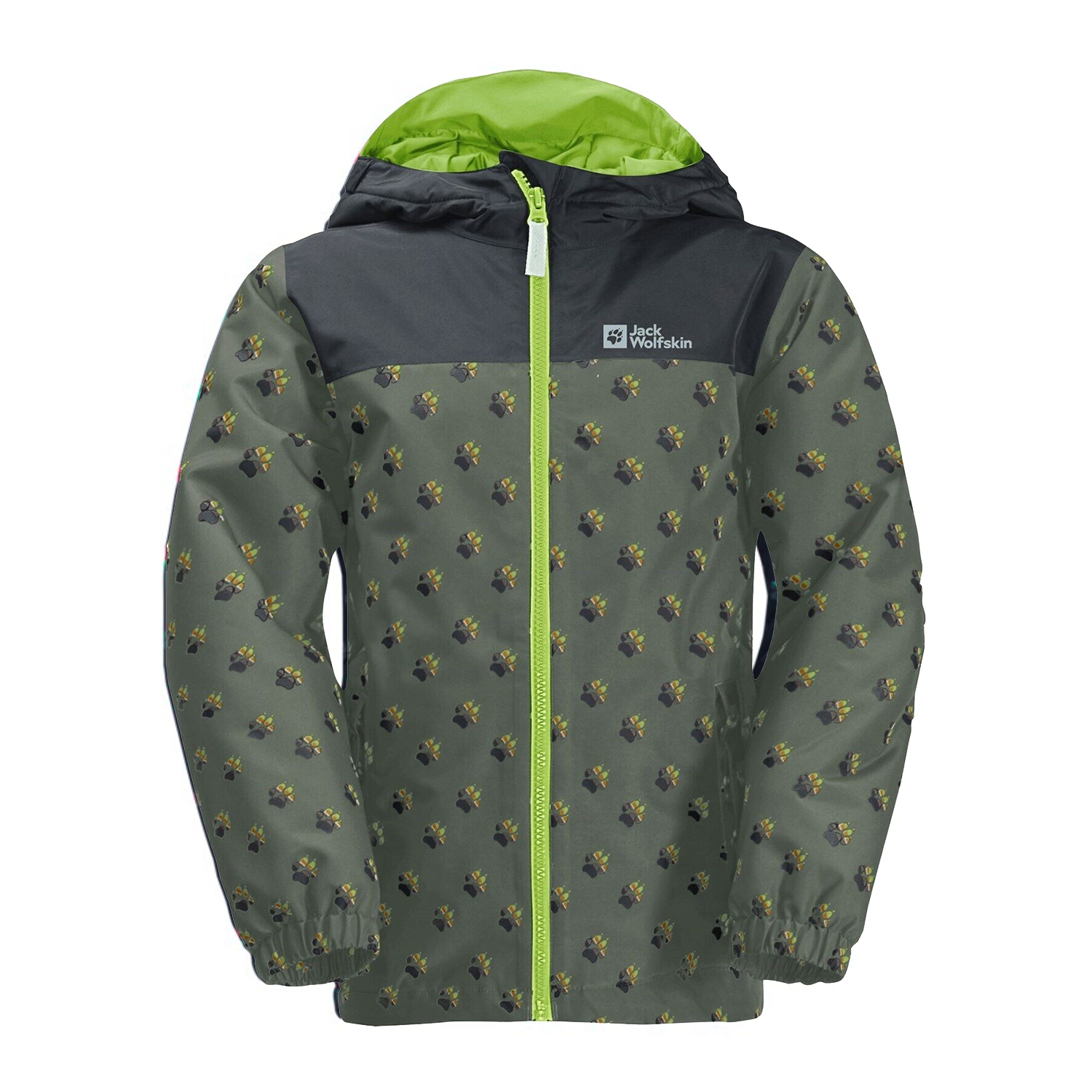 Dziecięca kurtka Jack Wolfskin RAINBOW PAW JACKET K thyme green all over - 104