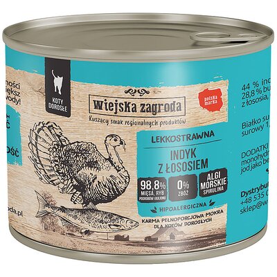 Karma dla kota WIEJSKA ZAGRODA Indyk z łososiem 200 g