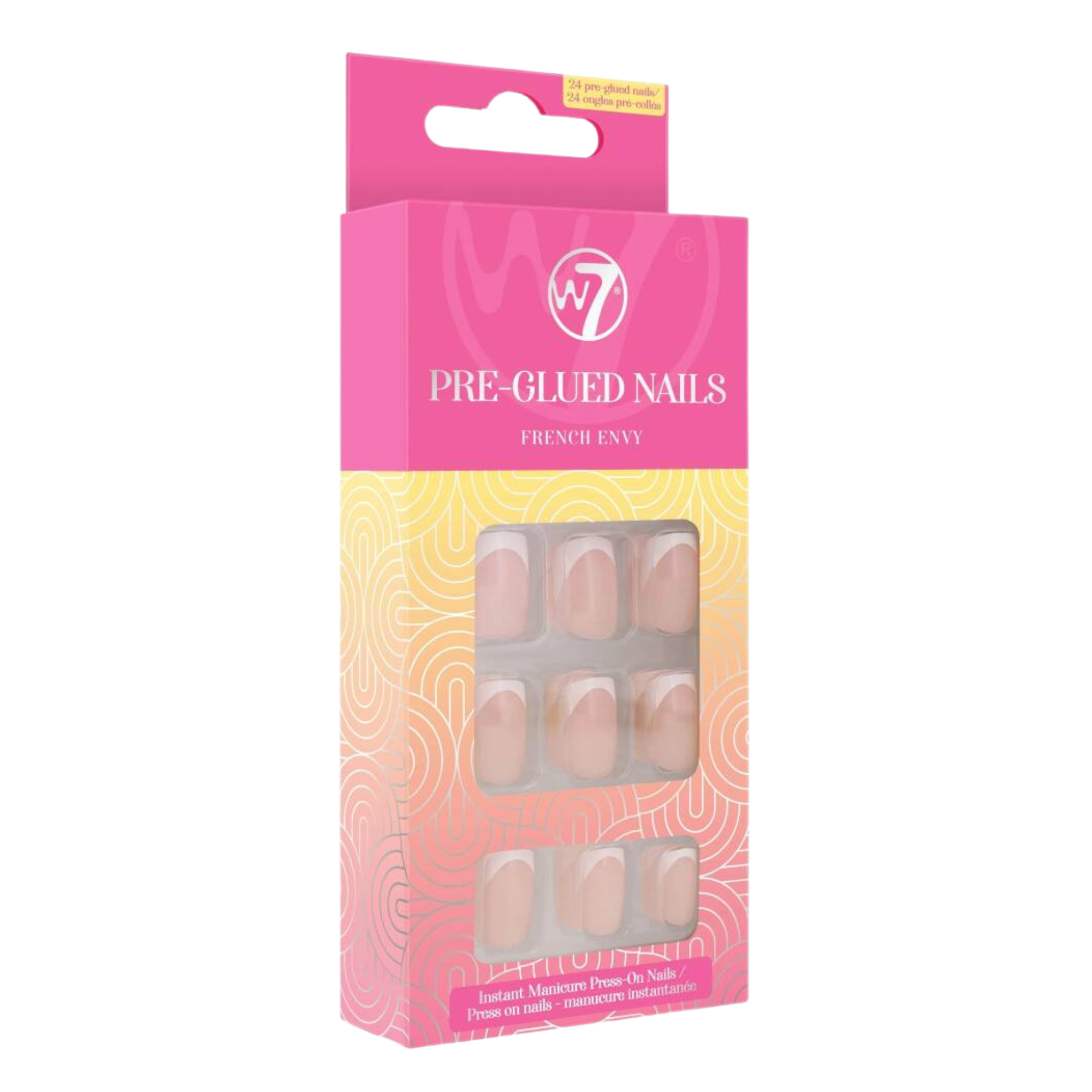 W7 Pre-Glued Nails samoprzylepne paznokcie french envy, 24 szt./1 opak.