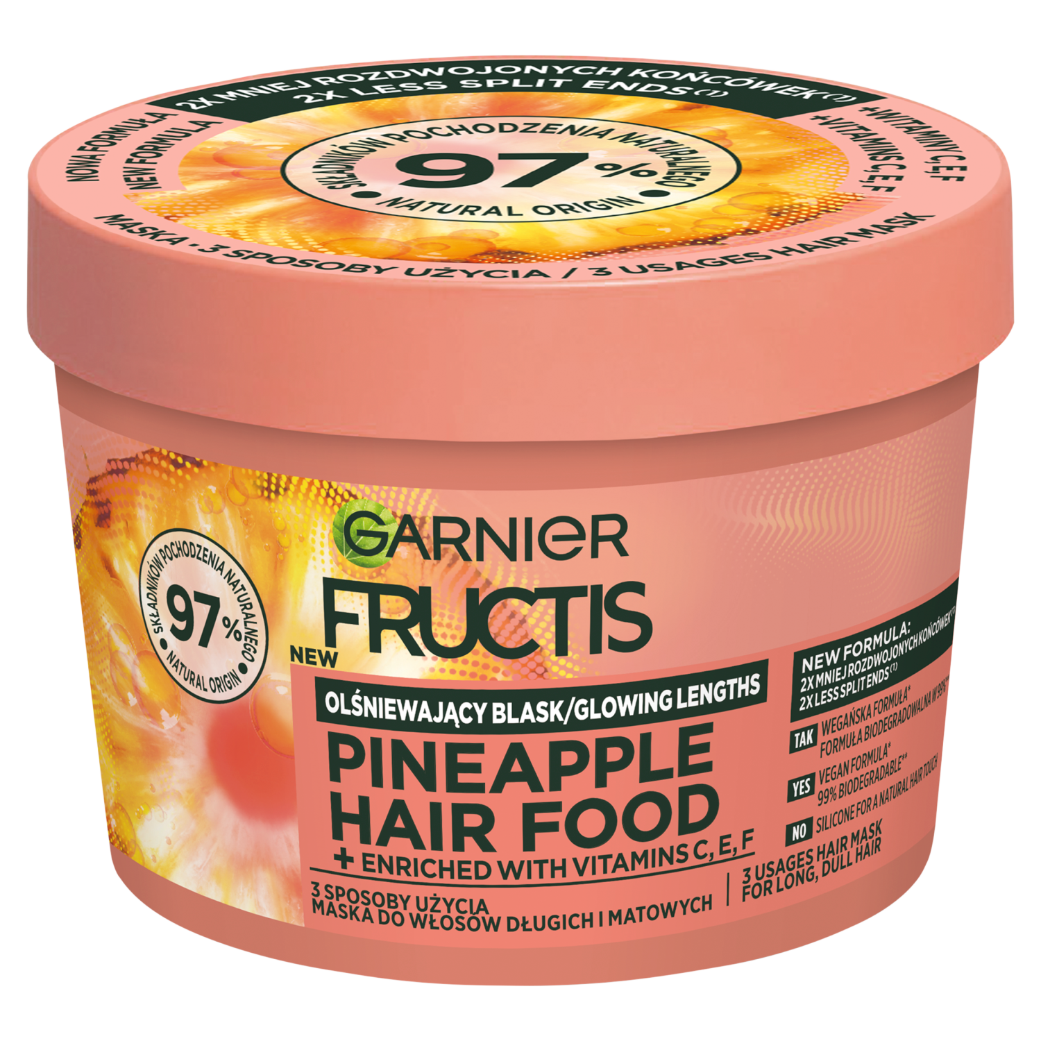 Garnier Fructis Pineapple Hair Food maska do włosów długich i matowych, 400 ml
