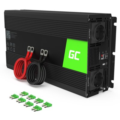 Przetwornica GREENCELL 12V na 230V 1500W/3000W Czysta sinusoida