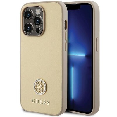 Etui GUESS Strass Metal Logo do Apple iPhone 15 Pro Złoty
