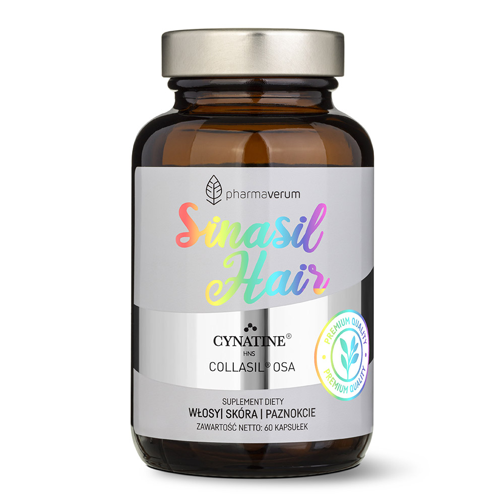 Pharmaverum s.c. SinasilHair suplement diety z keratyną Cynatine HNS oraz wysoce biodostępną mieszaniną krzemu i kolagenu rybiego Collasil OSA na w...