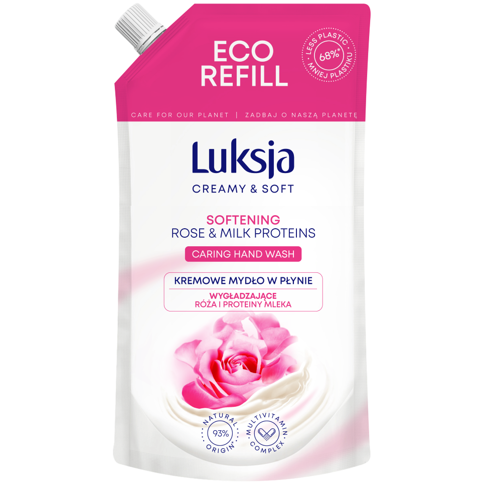 Luksja Creamy & Soft Róża i Proteiny zapas kremowego mydła w płynie, 400 ml