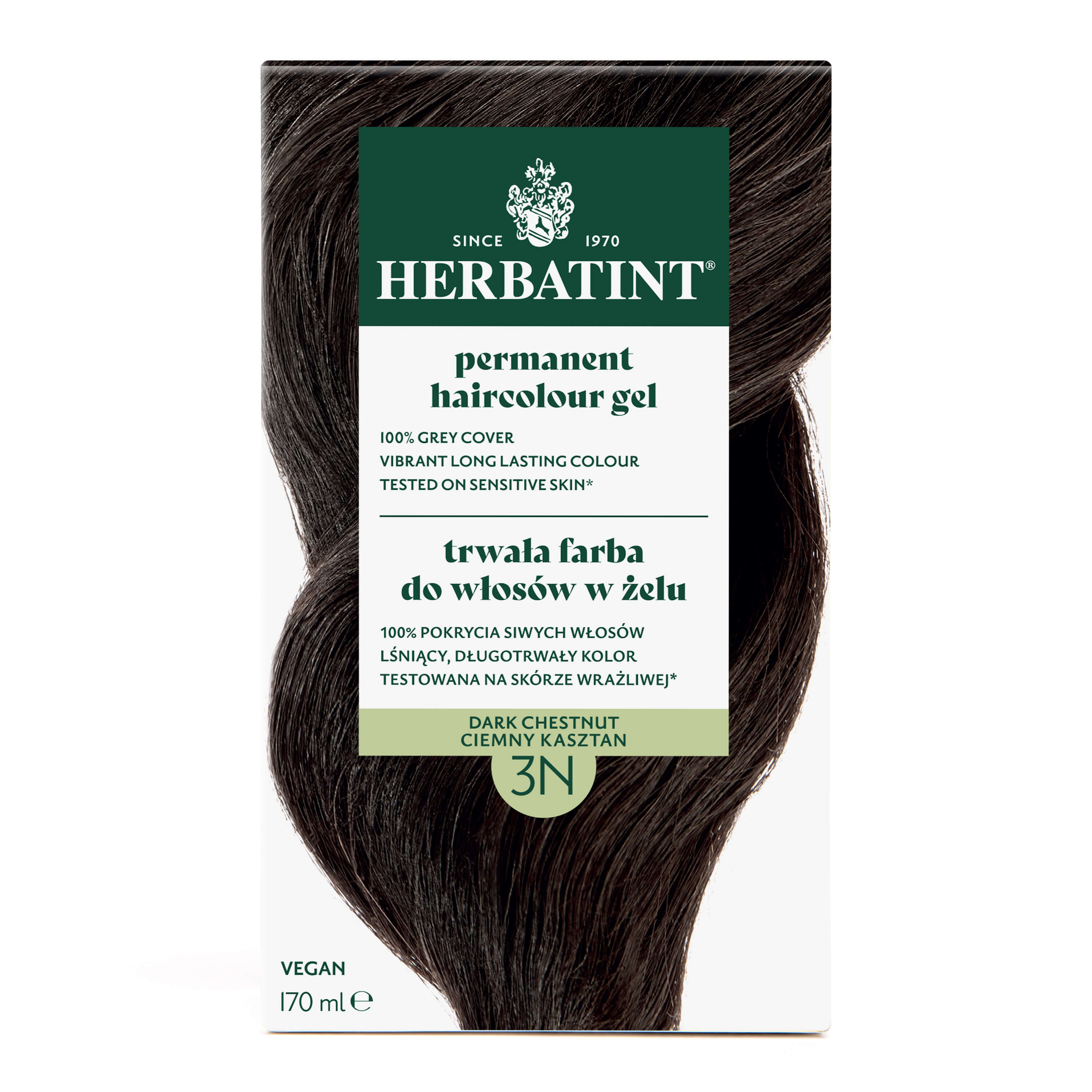 Herbatint trwała farba do włosów w żelu 3N Ciemny Kasztan, 170 ml