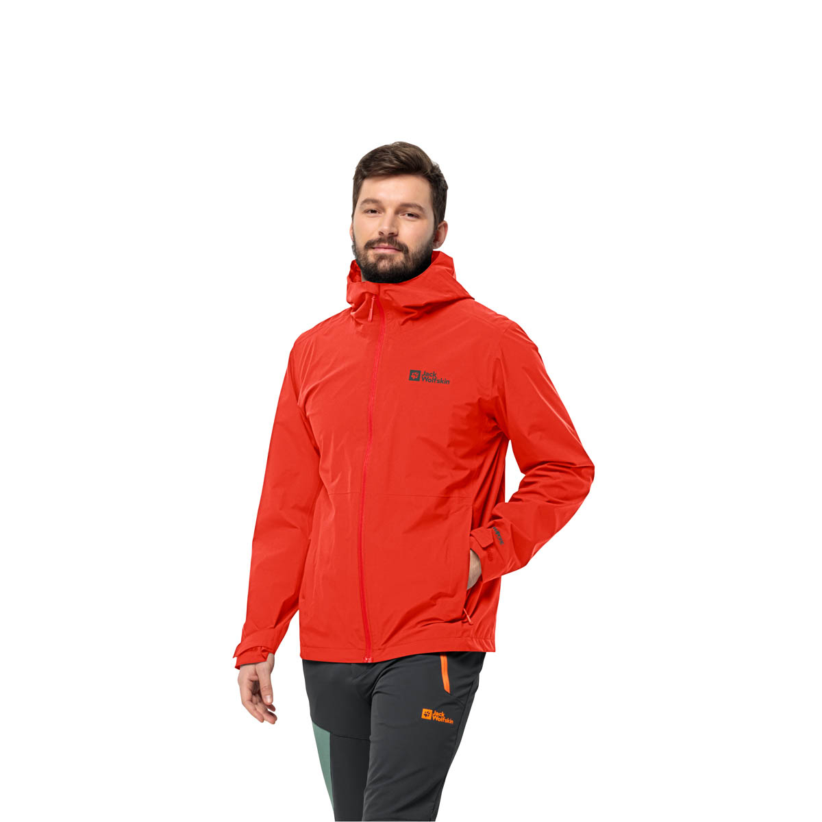 Męska kurtka przeciwdeszczowa Jack Wolfskin ROBURY 2L JKT M strong red - XXL
