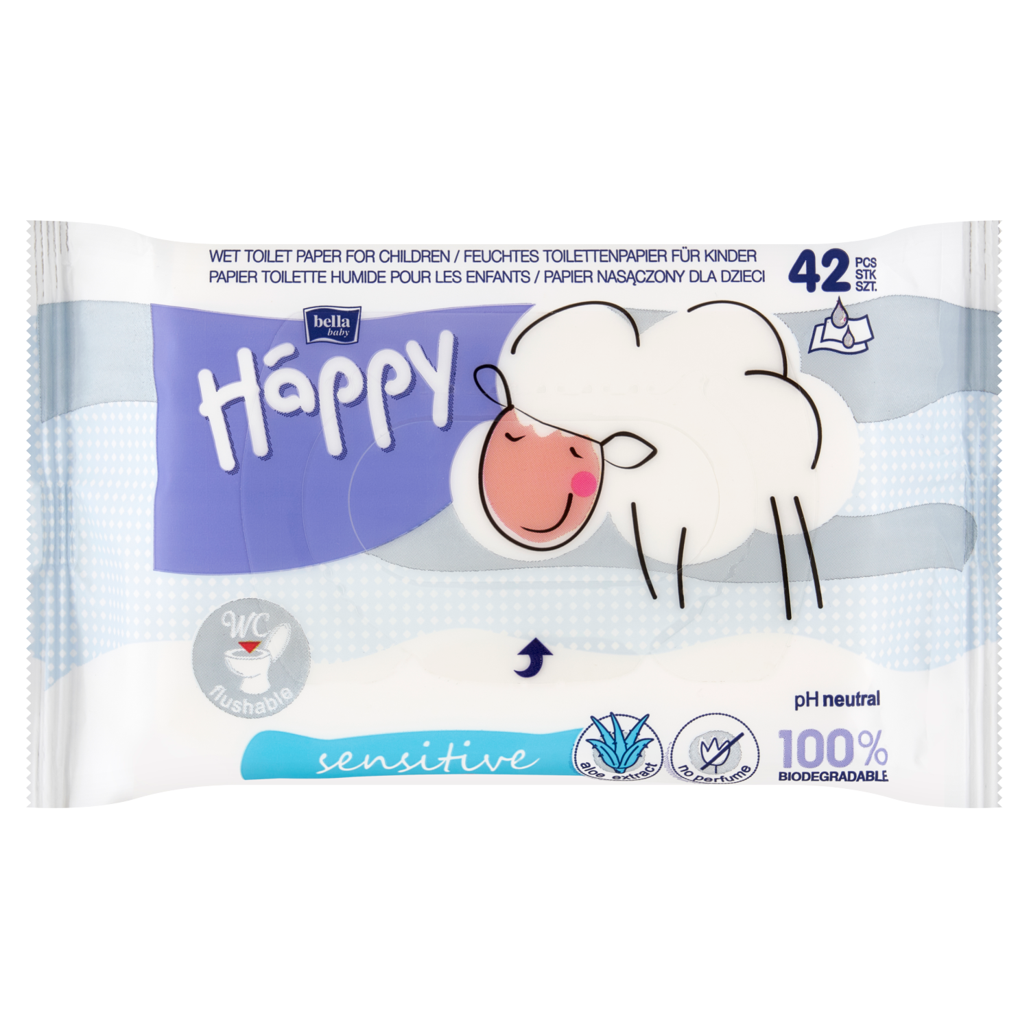 Bella Baby Happy Sensitive papier nasączony dla dzieci, 42 szt./1 opak.