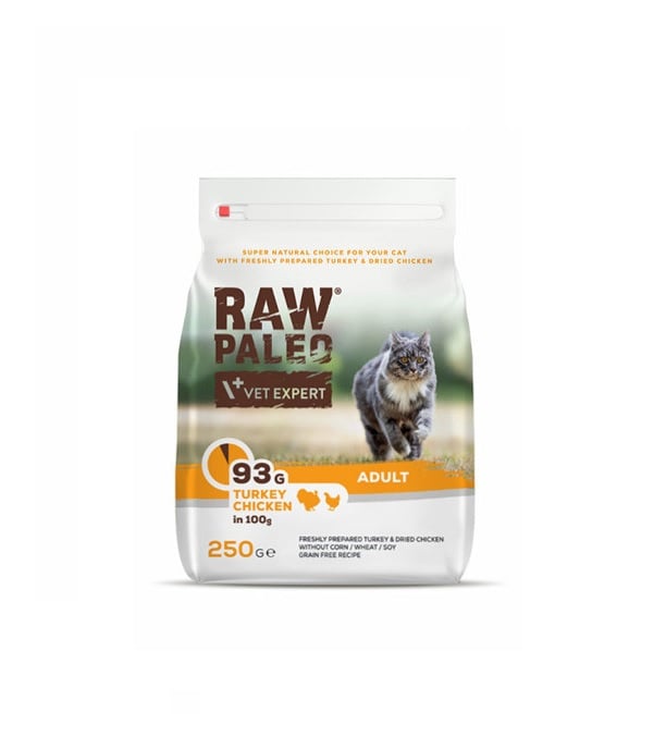 VET EXPERT Raw Paleo Adult Cat Turkey&amp;Chicken dla dorosłych kotów indyk, kurczak 250 g