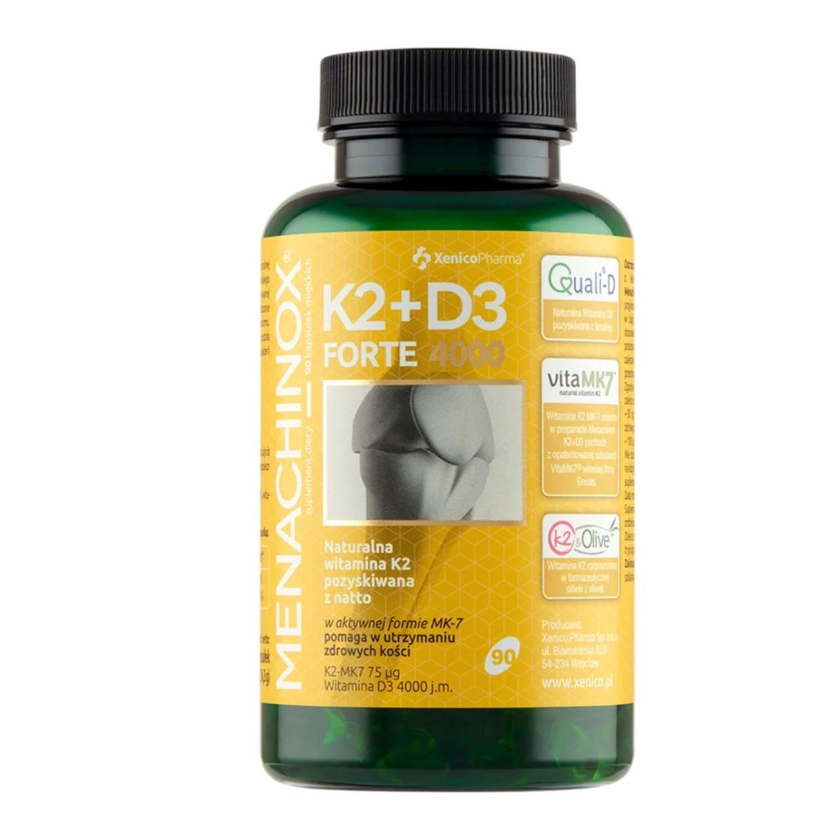 Xenico Pharma Menachinox K2+D3 Forte 4000 suplement diety, 90 kaps./1 opak.
