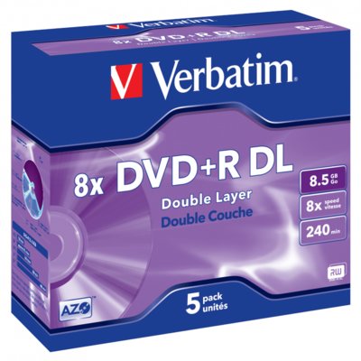 Płyta VERBATIM Double Layer Jewel Case DVD+R, 8.5 GB, 8x (5 szt.)