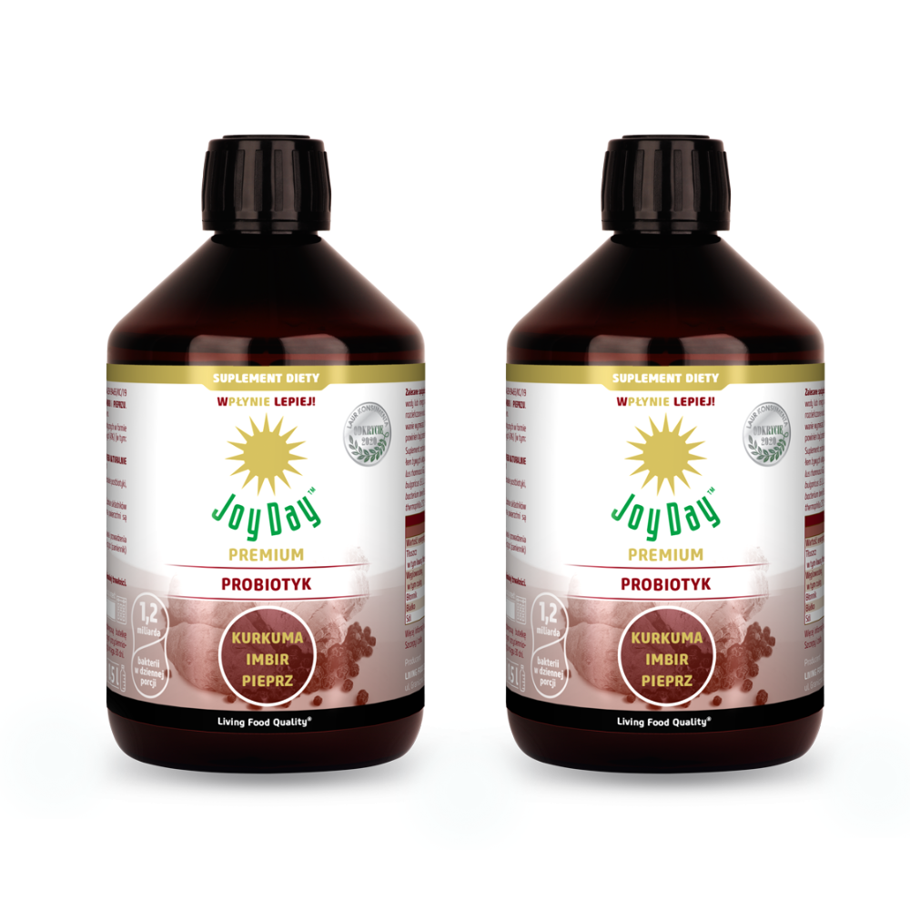Joy Day zestaw: probiotyk Kurkuma Imbir Pieprz, 2x500 ml/1 opak.