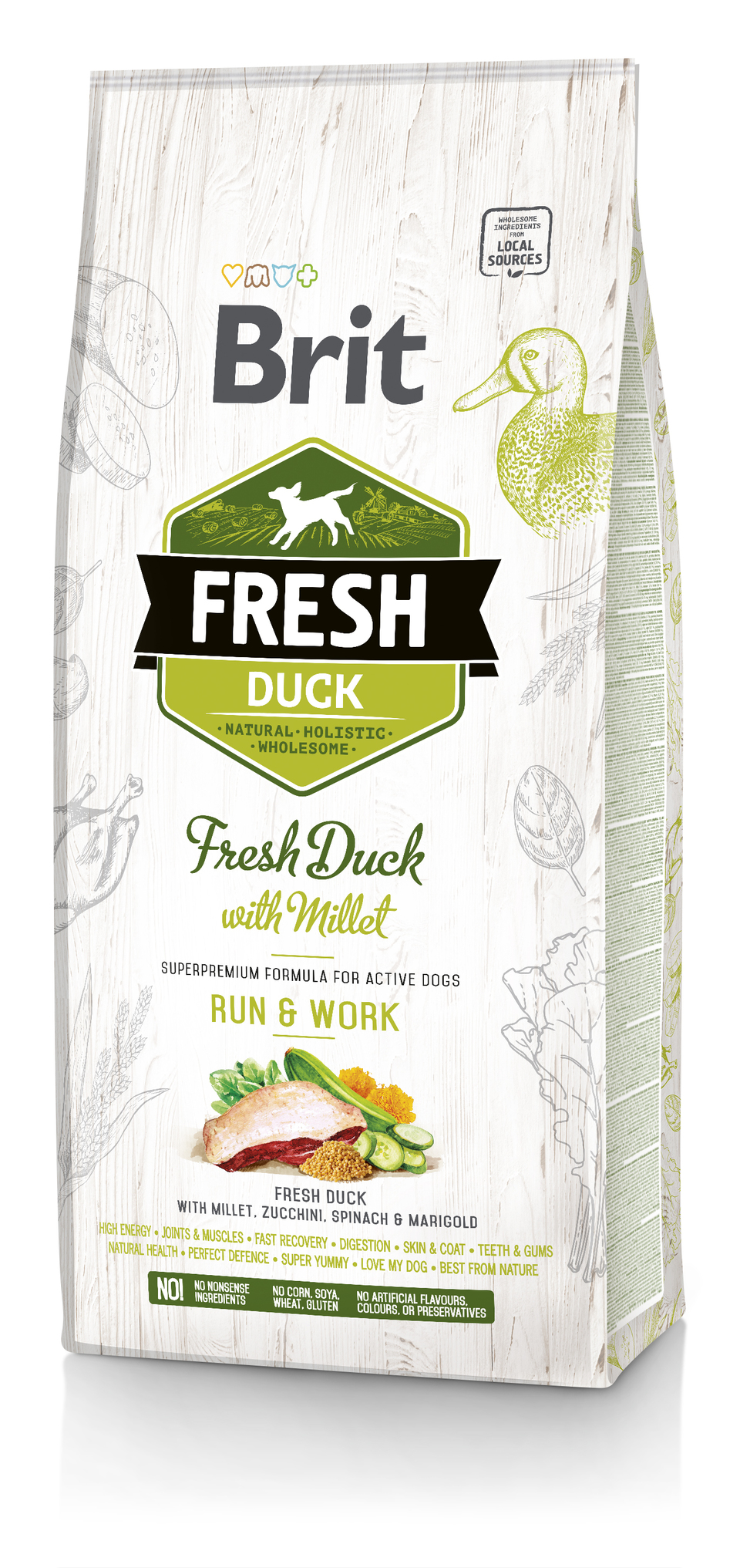 BRIT Fresh duck with millet active run &amp; work 2,5 kg