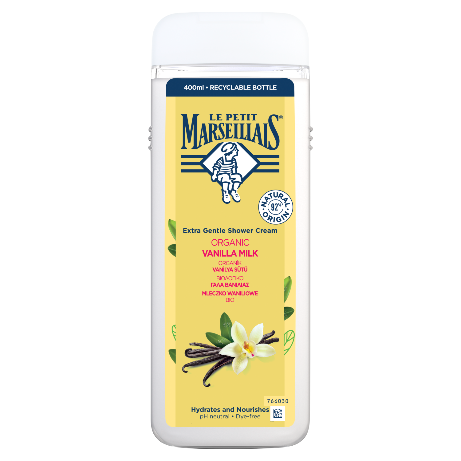 Le Petit Marseillais Organic Vanilla Milk kremowy żel pod prysznic mleko waniliowe bio, 400 ml
