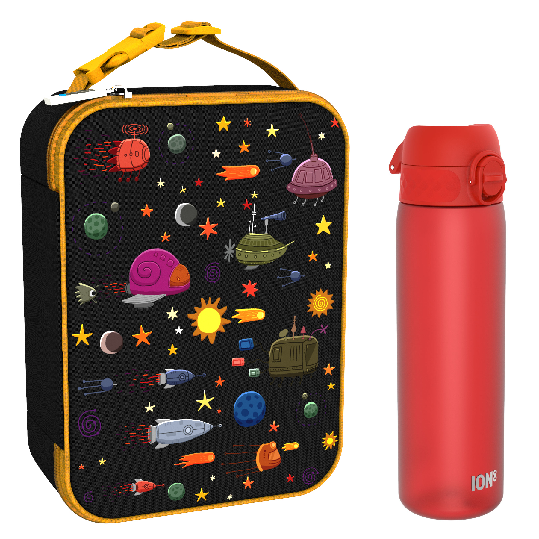 Ion8 zestaw: lunchbag Planety, 1 szt. + bidon na wodę, poj. 0,6 l, 1 szt.