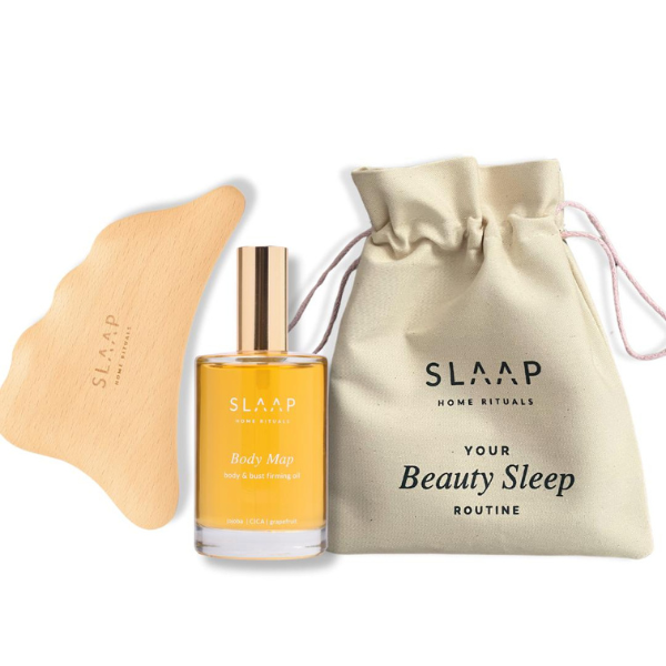 Slaap Home Rituals zestaw do ciała: olejek ujędrniający Body Map, 100 ml + drewniana płytka gua sha do ciała, 1 szt.
