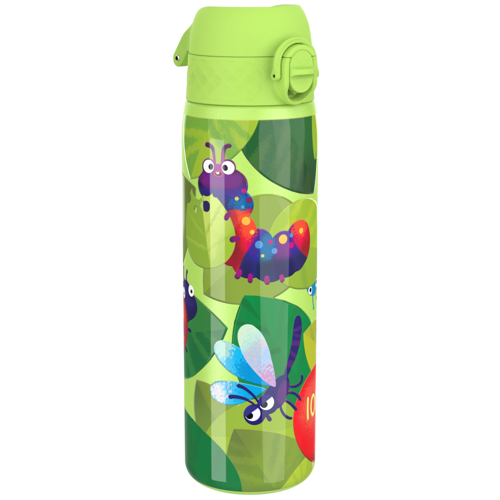 Ion8 bidon stalowy z ustnikiem, Zielony Robaczki, poj. 600 ml, 1 szt.