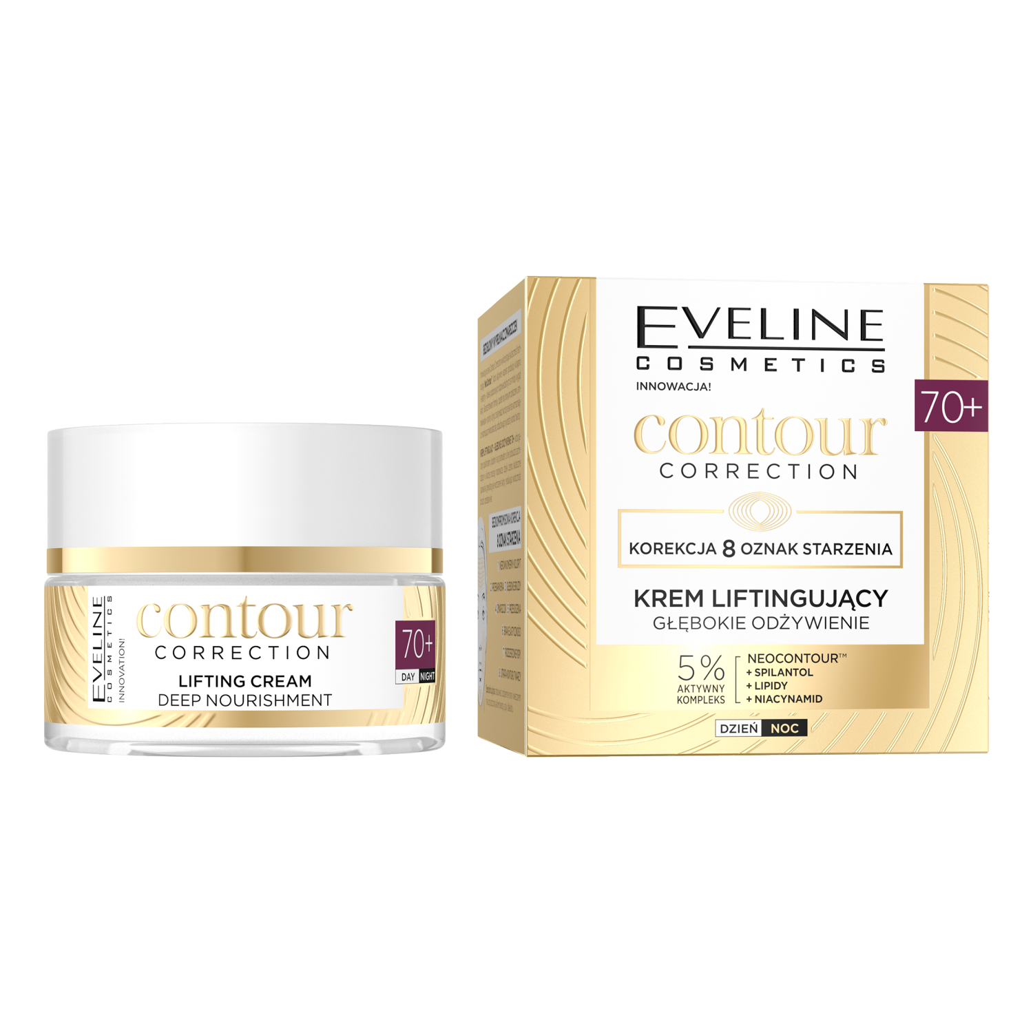 Eveline Cosmetics Contour Correction głęboko odżywiający krem liftingujący do twarzy 70+, 50 ml