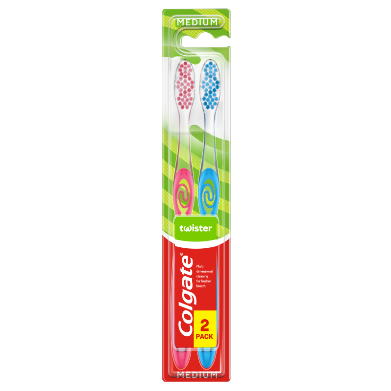 Colgate Twister Fresh szczoteczka do mycia zębów średnia, 2 szt./1 opak.