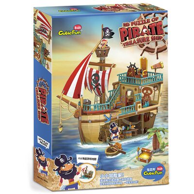 Puzzle 3D CUBIC FUN Kids Statek Piracki z skarbem P832H (157 elementów)