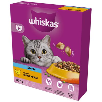 Karma dla kota WHISKAS Sterile Kurczak 800 g