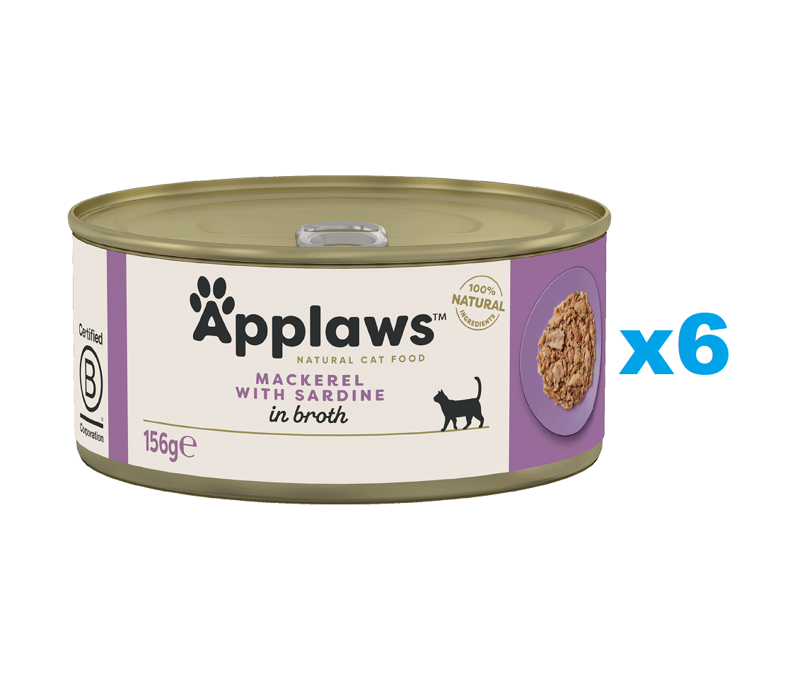APPLAWS Cat Adult Mackerel with Sardine in Broth makrela i sardynka w bulionie 6x156 g