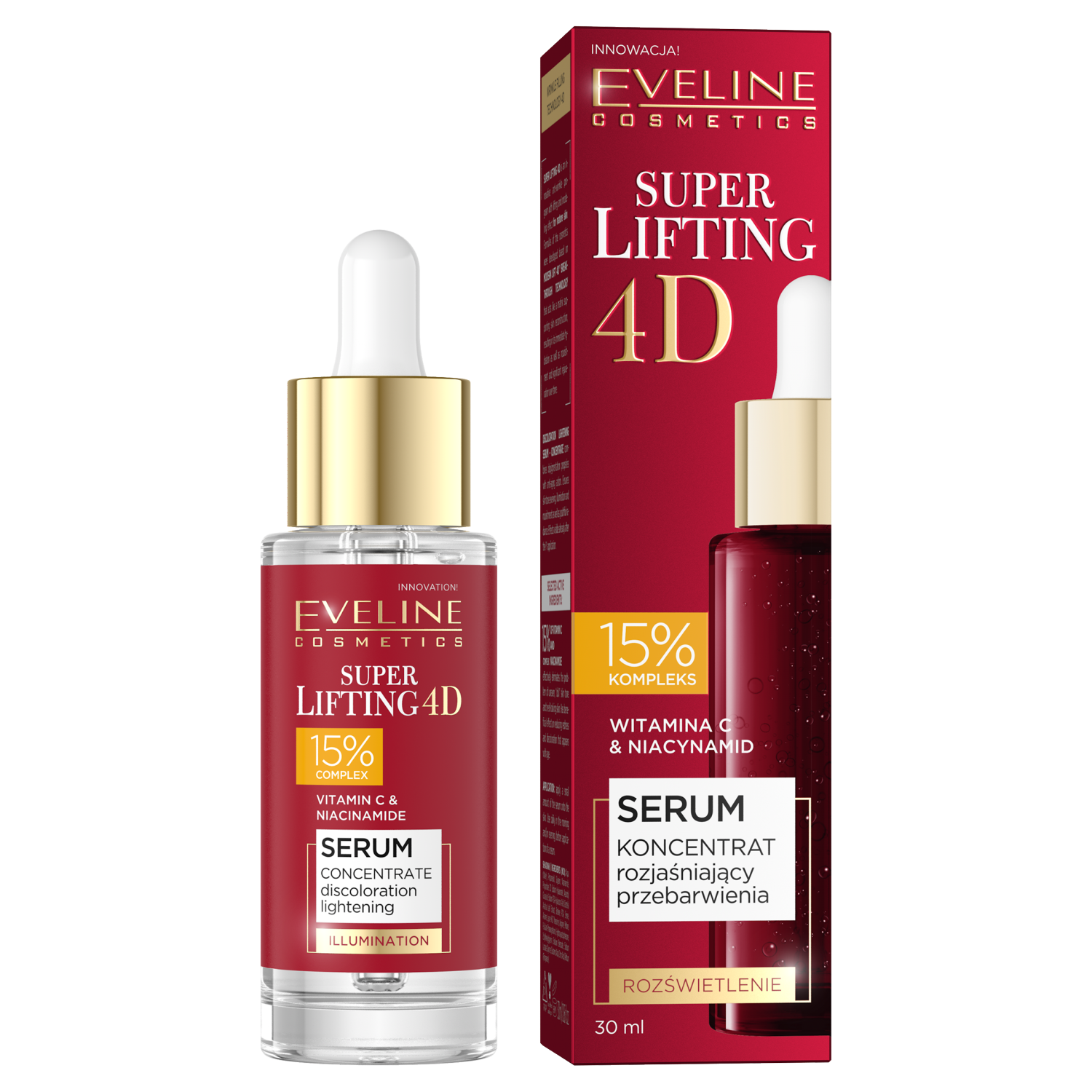 Eveline Cosmetics Super Lifting 4D serum-koncentrat rozjaśniający przebarwienia do twarzy, 30 ml