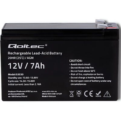 Akumulator QOLTEC 53030 7Ah 12V