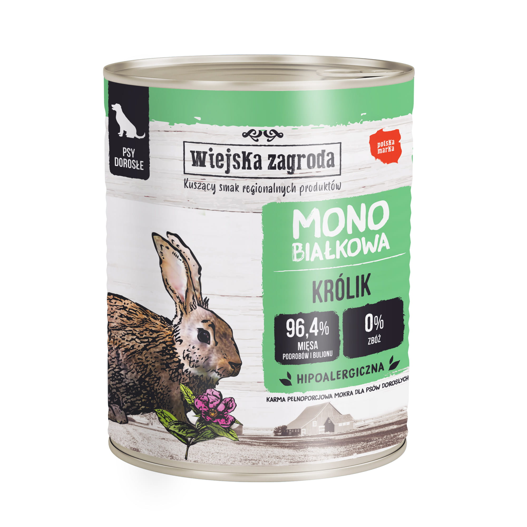 Wiejska Zagroda Karma dla psa monoprotein królik 800g